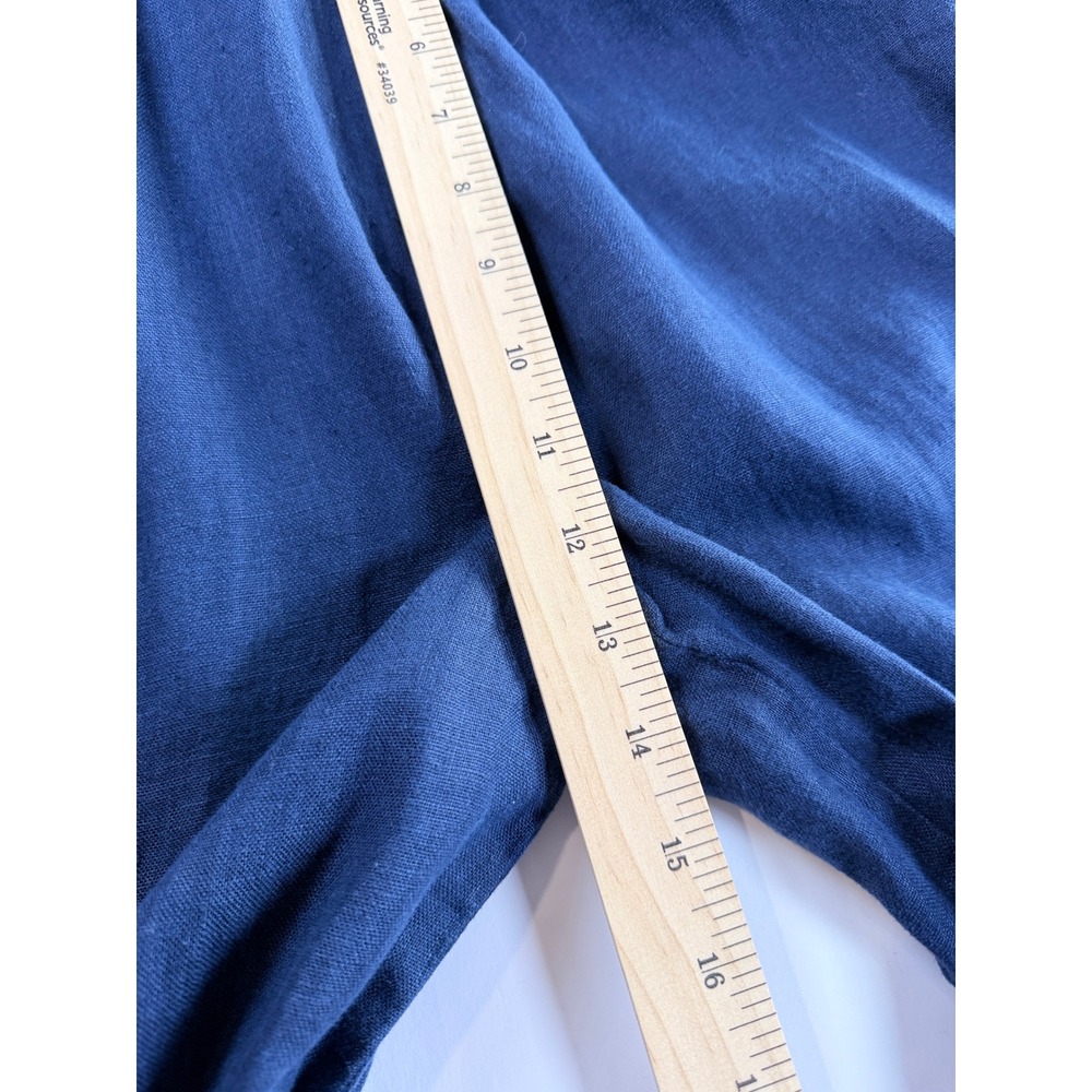 Whistles Etta Jumpsuit Women US 0 Blue Linen Wrap Tie Waist Wide Leg Cap Sleeve - Picture 12 of 16